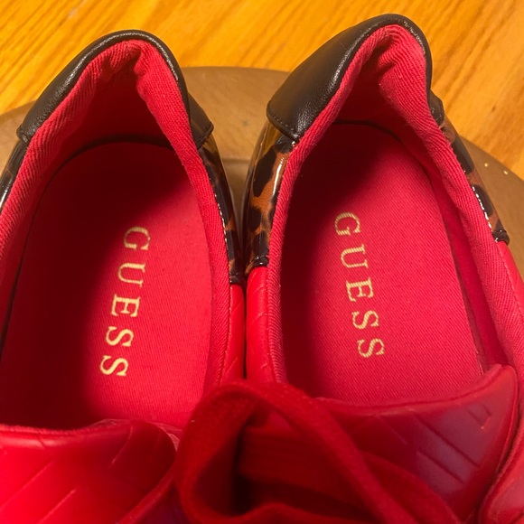 Guess Vibrant Red Sneakers With Animal Print Detail Women Size 9.5 - Picture 5 of 8